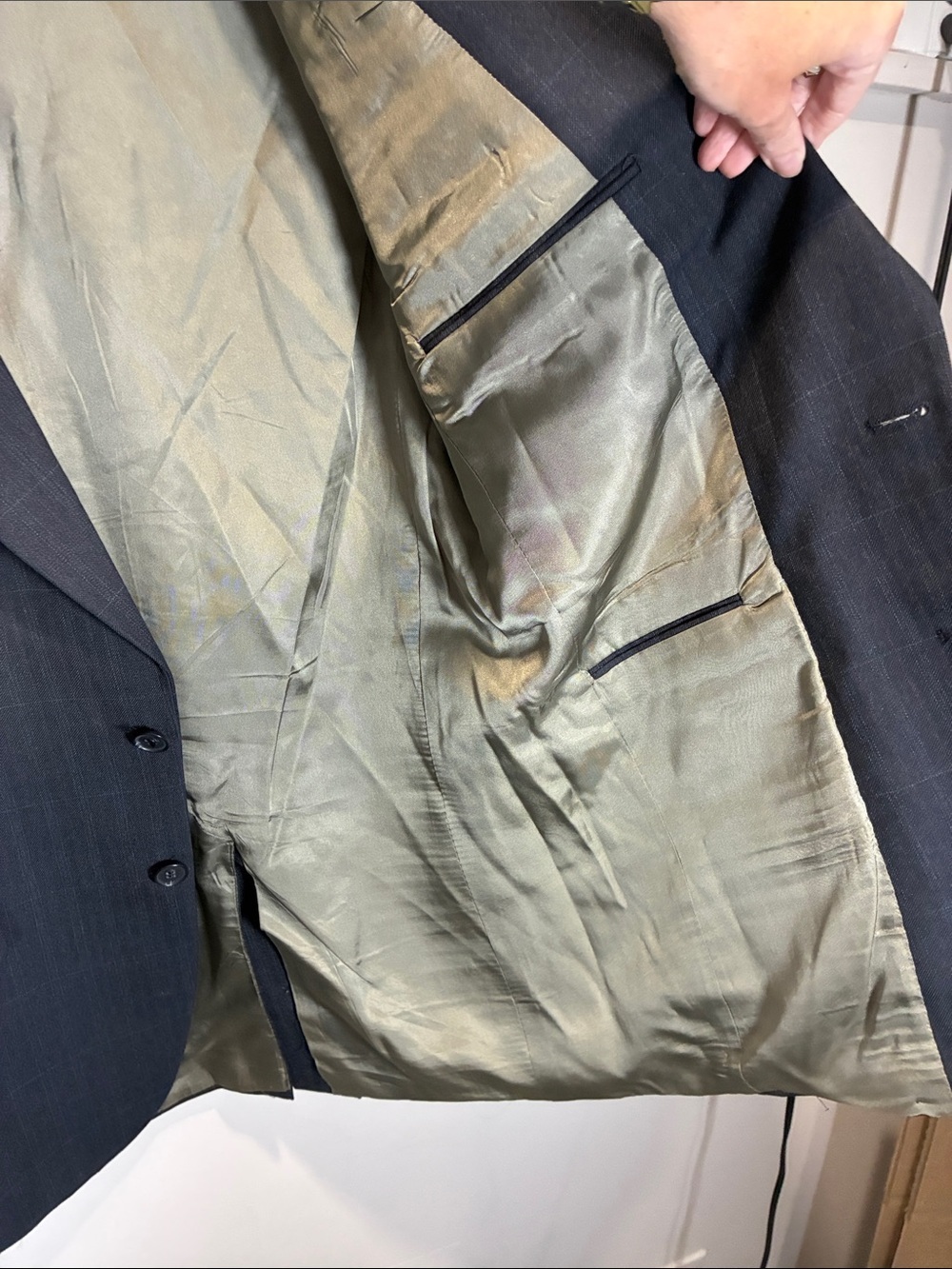 Nino Cerruti Rue Royale Wool Windowpane Sport Coat Blazer 40L Vintage Blue - Picture 10 of 12